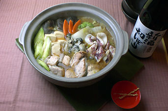 秋田味噌の海の幸鍋